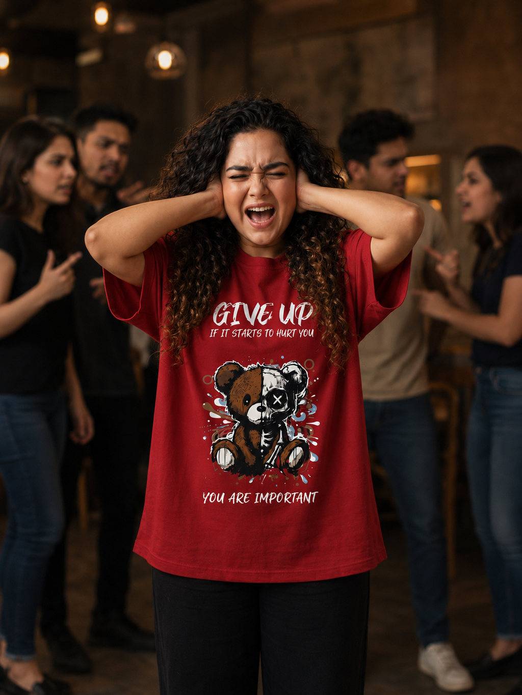 Give Up If It Starts To Hurt You – You Are Important Oversized Graphic T-Shirt | Unisex