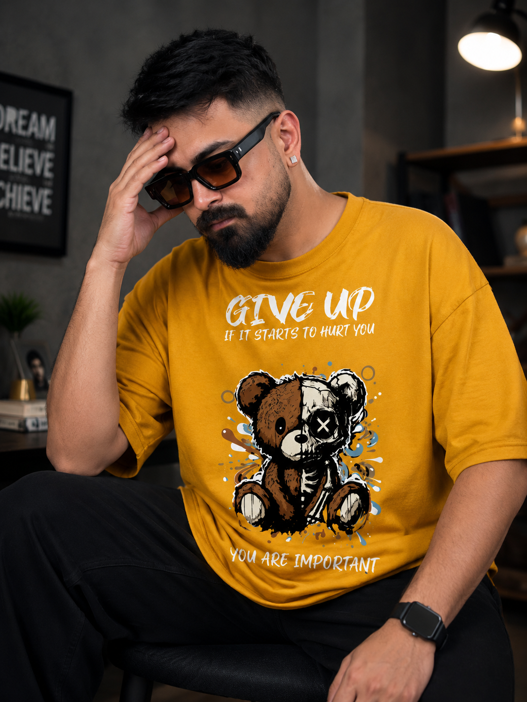 Give Up If It Starts To Hurt You – You Are Important Oversized Graphic T-Shirt | Unisex